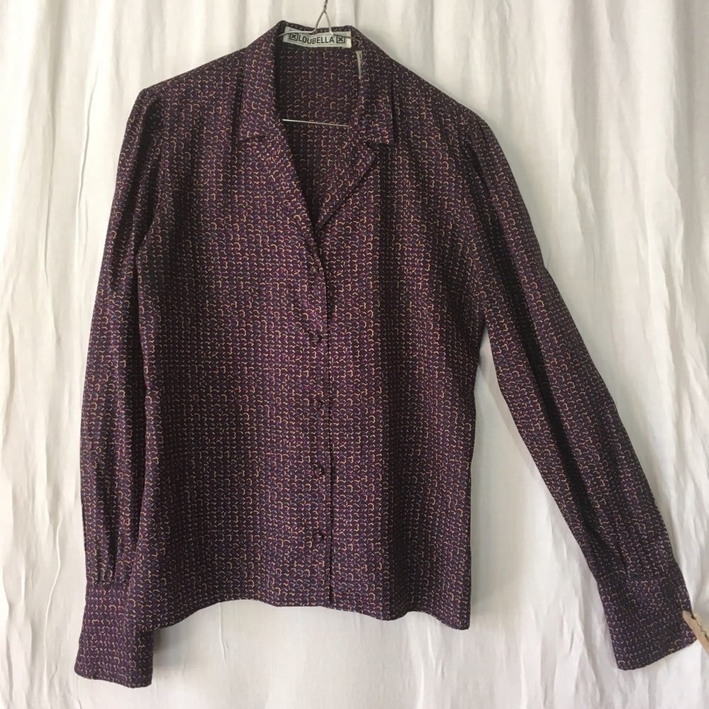 Vintage Loubella Low Cut Button Front Blouse
